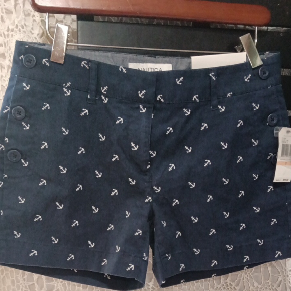 Nautica Navy Anchor-Print Cotton Shorts